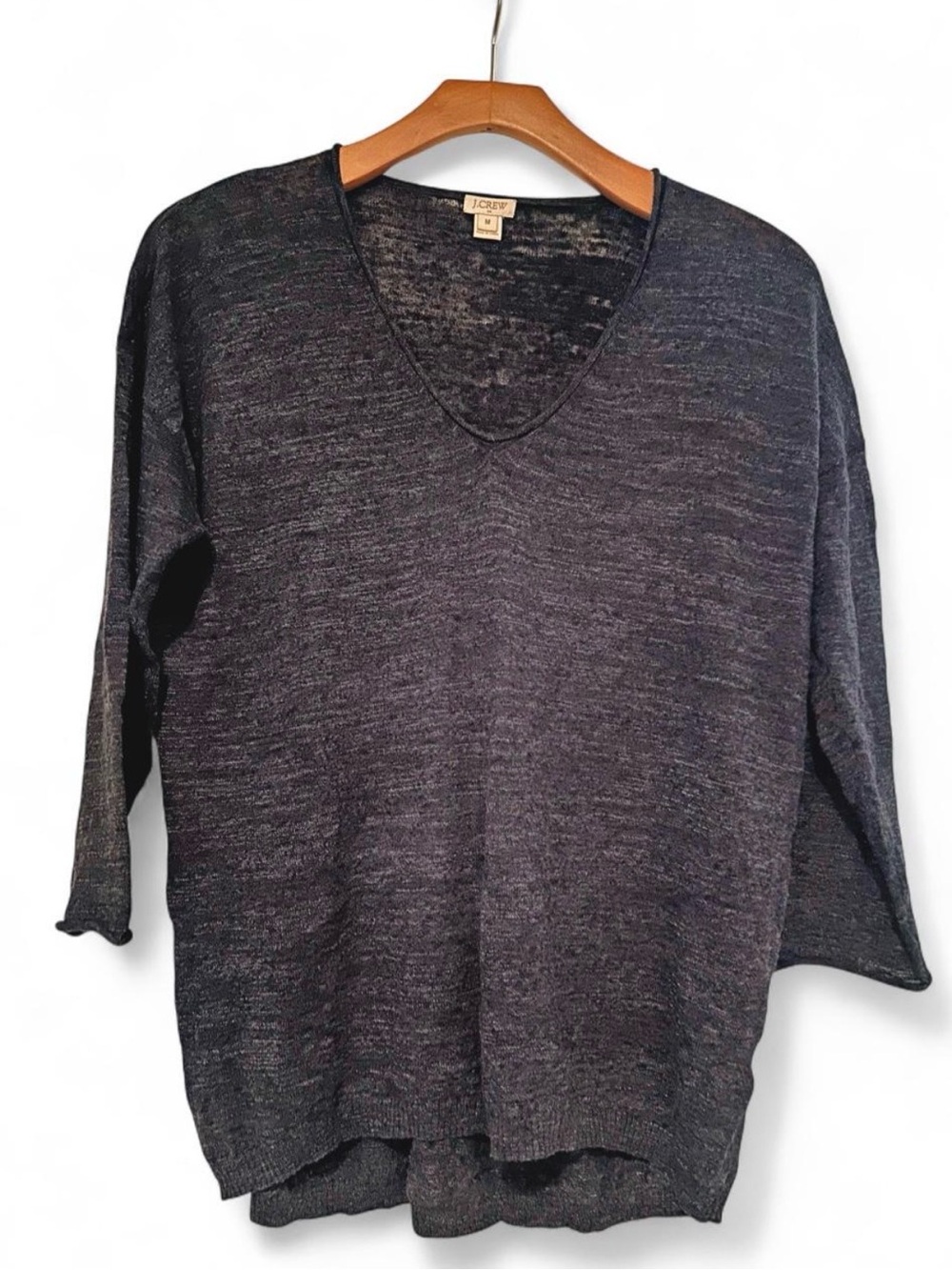 J.Crew blue grey linen blend sweater Size M #linen #knitwear
